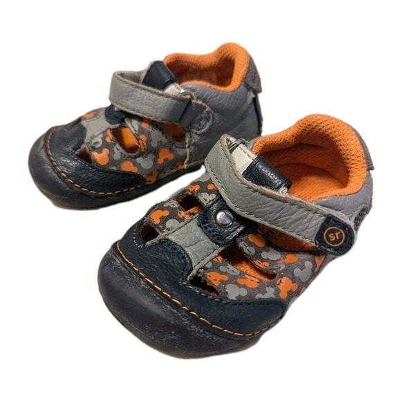 Stride Rite Disney Boys SRT Sm Mickey Mouse Ears Shoes Gray Orange Blue Size 3.5 - Picture 4 of 9